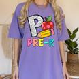 P Is For Pre-K Teacher Pencil Apple Back To School Women's Comfort Colors T-Shirt Violet