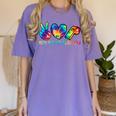 Peace Love Physical Education Tie Dye Sports PE Teacher Women's Comfort Colors T-Shirt Violet