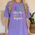 Pre-K Teacher Adventure Begins First Day Preschool Teachers Women's Comfort Colors T-Shirt Violet