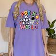 Pre-K Is Out Of This World Space Planets Teacher Women's Comfort Colors T-Shirt Violet Pre-K Is Out Of This World Space Planets Teacher Women's Comfort Colors T-Shirt Violet