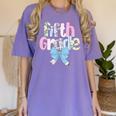 Preppy Fifth Grade Teacher Blue Floral Coquette Pencil Bow Women's Comfort Colors T-Shirt Violet