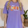 Preppy One Thankful Teacher Coquette Thanksgiving Teacher Women's Comfort Colors T-Shirt Violet