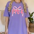 Preppy Pre k Back To School Pre-k Teachers Girls Cute Bow Women's Comfort Colors T-Shirt Violet