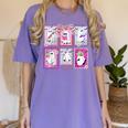 Preppy Spooky Teacher Halloween Ghost Coquette Bow Autumn Women's Comfort Colors T-Shirt Violet