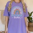 Preschool Teacher Leopard Boho Rainbow Back To School Women's Comfort Colors T-Shirt Violet Preschool Teacher Leopard Boho Rainbow Back To School Women's Comfort Colors T-Shirt Violet