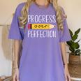 Progress Over Perfection Motivational Back To School Teacher Women's Comfort Colors T-Shirt Violet Progress Over Perfection Motivational Back To School Teacher Women's Comfort Colors T-Shirt Violet
