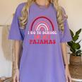 Rainbow Homeschool Mom Teacher I Go To School In My Pajamas Women's Comfort Colors T-Shirt Violet