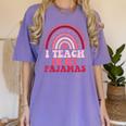 Rainbow Retro Homeschool Mom Teacher I Teach In My Pajamas Women's Comfort Colors T-Shirt Violet Rainbow Retro Homeschool Mom Teacher I Teach In My Pajamas Women's Comfort Colors T-Shirt Violet