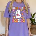 Read More Books Groovy Halloween Teacher Women Women's Comfort Colors T-Shirt Violet