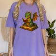 Reading Dragon Shirt For Bookish Teacher Librarian Bookworm Women's Comfort Colors T-Shirt Violet Reading Dragon Shirt For Bookish Teacher Librarian Bookworm Women's Comfort Colors T-Shirt Violet