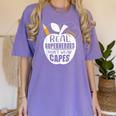 Real Superheroes Wear No Capes Teacher Design Teach Women's Comfort Colors T-Shirt Violet Real Superheroes Wear No Capes Teacher Design Teach Women's Comfort Colors T-Shirt Violet