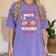 Red & Blue Teacher Crew Shirt 4th Of July Sunglasses Women's Comfort Colors T-Shirt Violet Red & Blue Teacher Crew Shirt 4th Of July Sunglasses Women's Comfort Colors T-Shirt Violet