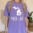 Red For Ed Michigan Teacher Public Education Women's Comfort Colors T-Shirt Violet Red For Ed Michigan Teacher Public Education Women's Comfort Colors T-Shirt Violet