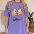 Retired 2025 A New Chapter Begins Retirement Teacher Book Women's Comfort Colors T-Shirt Violet Retired 2025 A New Chapter Begins Retirement Teacher Book Women's Comfort Colors T-Shirt Violet