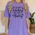 Retro The Best Teachers Are A Bit Batty Halloween Teacher Women's Comfort Colors T-Shirt Violet Retro The Best Teachers Are A Bit Batty Halloween Teacher Women's Comfort Colors T-Shirt Violet