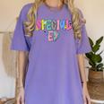 Retro Checkered Special Education Teacher Back To School Women's Comfort Colors T-Shirt Violet