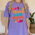 Retro Teach Love Inspire Back To School Teachers Women's Comfort Colors T-Shirt Violet Retro Teach Love Inspire Back To School Teachers Women's Comfort Colors T-Shirt Violet