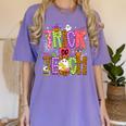 Retro Trick Or Teach Leopard Ghost Halloween Spooky Teacher Women's Comfort Colors T-Shirt Violet