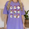 Santa Ghost Reading Books Christmas Library Teacher Women's Comfort Colors T-Shirt Violet