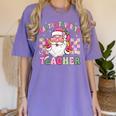 Santa's Favorite Teacher Groovy Christmas Teacher Boys Girls Women's Comfort Colors T-Shirt Violet