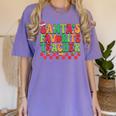 Santas Favorite Teacher Retro Groovy Christmas Xmas Women Women's Comfort Colors T-Shirt Violet