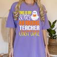 This Is My Scary Reading Teacher Costume Halloween School Women's Comfort Colors T-Shirt Violet This Is My Scary Reading Teacher Costume Halloween School Women's Comfort Colors T-Shirt Violet