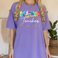 Science Teacher Tie Dye First Day Of School Back To School Men Women Girls Kids Women's Comfort Colors T-Shirt Violet
