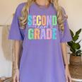 Second Grade Team Heart Teacher Student Back To School Girls Women's Comfort Colors T-Shirt Violet