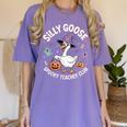 Silly Goose Spooky Teacher Club Halloween Witch Ghost Women's Comfort Colors T-Shirt Violet