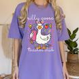 Silly Goose Teacher Club Animal Lover Groovy Teacher Women's Comfort Colors T-Shirt Violet