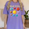 Solar System Cute Face Planets Space Science Teacher School Women's Comfort Colors T-Shirt Violet Solar System Cute Face Planets Space Science Teacher School Women's Comfort Colors T-Shirt Violet