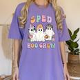 SPED Boo Crew Halloween Floral Ghost Special Ed SPED Teacher For Men Women Kids Women's Comfort Colors T-Shirt Violet