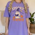 Spooky Teacher Halloween Cute Ghost Pumpkin Reading Women Women's Comfort Colors T-Shirt Violet Spooky Teacher Halloween Cute Ghost Pumpkin Reading Women Women's Comfort Colors T-Shirt Violet