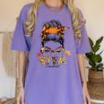 STEM Teacher Messy Bun Fall Vibes Autumn Thanksgiving Men Women Women's Comfort Colors T-Shirt Violet