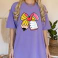 Student Teacher Coquette Bow Pencil Back To School First Day Women's Comfort Colors T-Shirt Violet