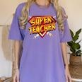 Super Teacher Superhero Back To School Teacher's Women's Comfort Colors T-Shirt Violet Super Teacher Superhero Back To School Teacher's Women's Comfort Colors T-Shirt Violet