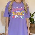 Surprise I'm Your Teacher Today Women's Comfort Colors T-Shirt Violet Surprise I'm Your Teacher Today Women's Comfort Colors T-Shirt Violet