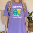 I Survived 67 Days Of School Teachers Students Meme Women's Comfort Colors T-Shirt Violet I Survived 67 Days Of School Teachers Students Meme Women's Comfort Colors T-Shirt Violet