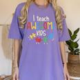 I Teach Awesome Kids Shirt Autism Special Education Teacher Women's Comfort Colors T-Shirt Violet
