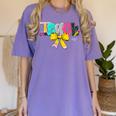 Teach Coquette Bow Teacher Back To School Happy First Day Women's Comfort Colors T-Shirt Violet Teach Coquette Bow Teacher Back To School Happy First Day Women's Comfort Colors T-Shirt Violet