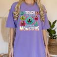 I Teach The Cutest Little Monsters Teacher Halloween Outfit Women's Comfort Colors T-Shirt Violet I Teach The Cutest Little Monsters Teacher Halloween Outfit Women's Comfort Colors T-Shirt Violet