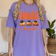 I Teach The Cutest Pumpkins Halloween Teacher Cat Lover Women's Comfort Colors T-Shirt Violet
