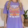 I Teach The Cutest Pumpkins Tshirt Halloween Teacher Women's Comfort Colors T-Shirt Violet I Teach The Cutest Pumpkins Tshirt Halloween Teacher Women's Comfort Colors T-Shirt Violet