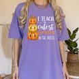 I Teach The Cutest Pumpkins In The Patch Fall Autumn Teacher Women's Comfort Colors T-Shirt Violet I Teach The Cutest Pumpkins In The Patch Fall Autumn Teacher Women's Comfort Colors T-Shirt Violet
