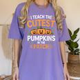 I Teach The Cutest Pumpkins In The Patch Halloween Teacher Women's Comfort Colors T-Shirt Violet I Teach The Cutest Pumpkins In The Patch Halloween Teacher Women's Comfort Colors T-Shirt Violet