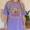 Teach Love Inspire Rainbow Leopard Cheetah Print Teacher Women's Comfort Colors T-Shirt Violet Teach Love Inspire Rainbow Leopard Cheetah Print Teacher Women's Comfort Colors T-Shirt Violet
