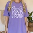 Teach Love Inspire Retro Teacher Kids Back To School Women's Comfort Colors T-Shirt Violet Teach Love Inspire Retro Teacher Kids Back To School Women's Comfort Colors T-Shirt Violet