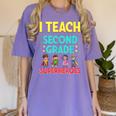 I Teach Second Grade Superheroes Teacher Superhero Women's Comfort Colors T-Shirt Violet