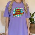 I Teach Superheroes Retro Comic Super Teacher Graphic Women's Comfort Colors T-Shirt Violet I Teach Superheroes Retro Comic Super Teacher Graphic Women's Comfort Colors T-Shirt Violet