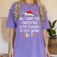 Teacher 67 Christmas Six Seven 6-7 For Men Women Humor Women's Comfort Colors T-Shirt Violet